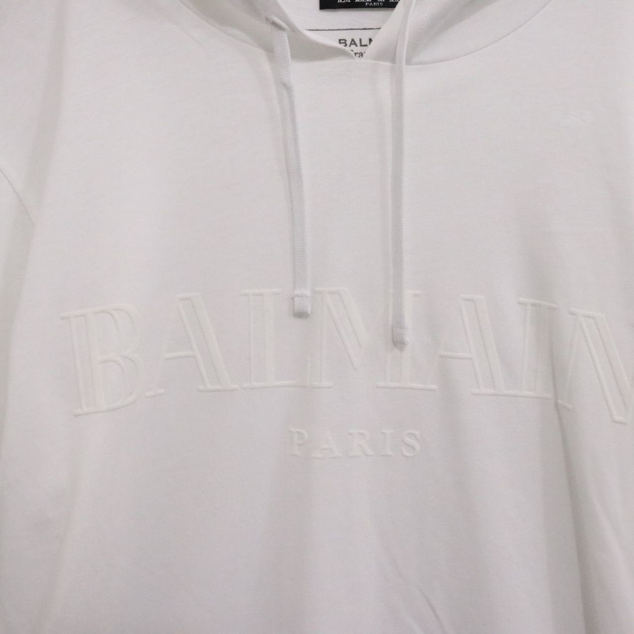 BALMAIN Logo Hooded Long Sleeve T-Shirt Size S