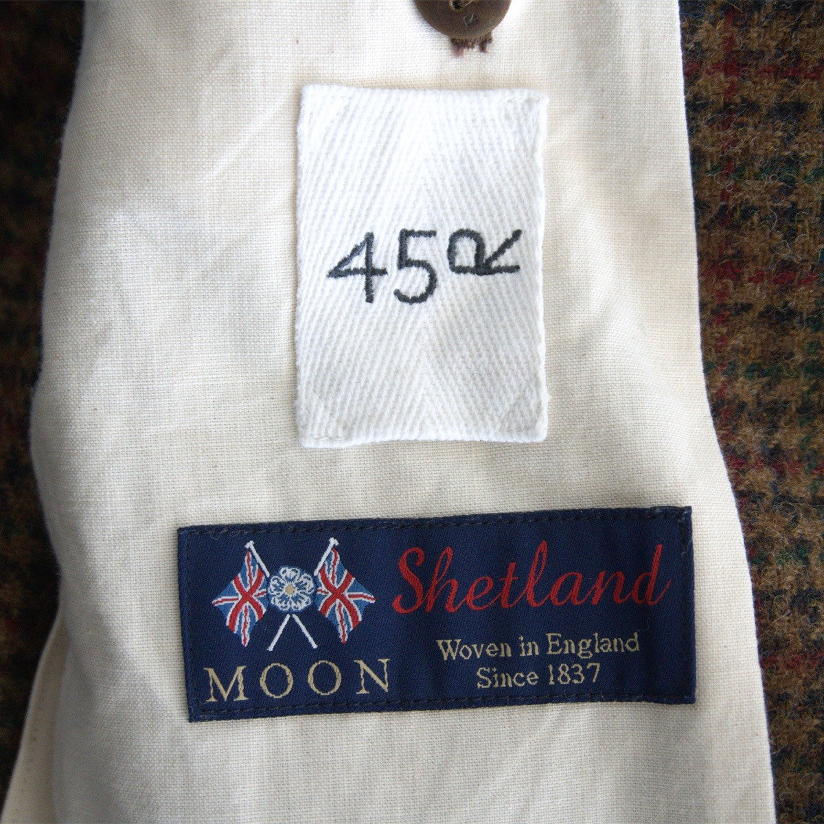 45R MOON Shetland Wool Tweed Jacket Size 4