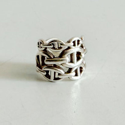 HERMES Silver 925 Enchainee GM Chaine d'Ancre Ring Size 53