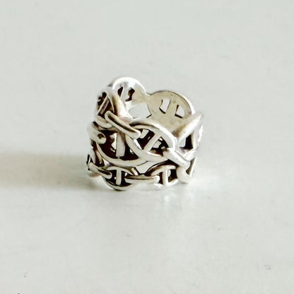 HERMES Silver 925 Enchainee GM Chaine d'Ancre Ring Size 53