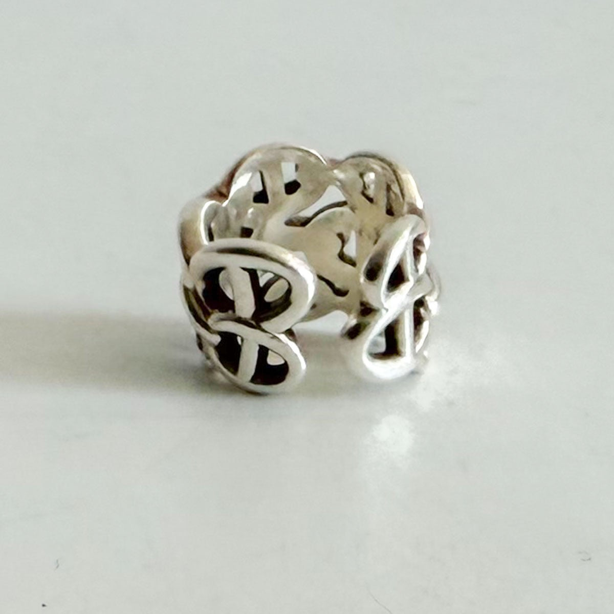HERMES Silver 925 Enchainee GM Chaine d'Ancre Ring Size 53
