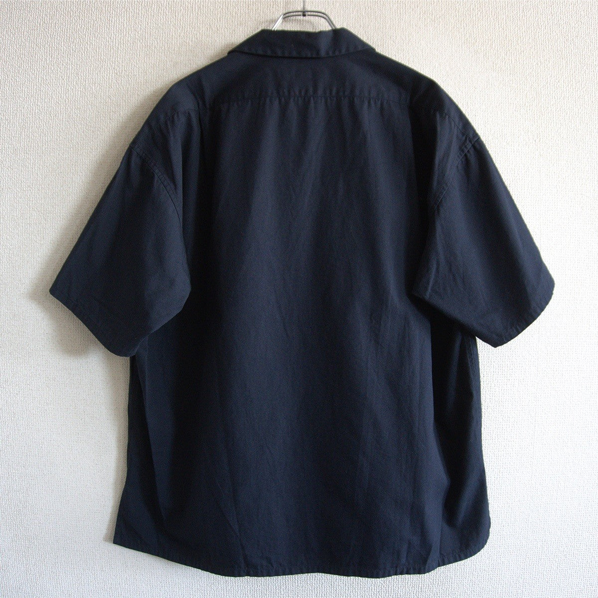 NIGEL CABOURN Cotton Twill Open Collar Shirt Navy Size 48