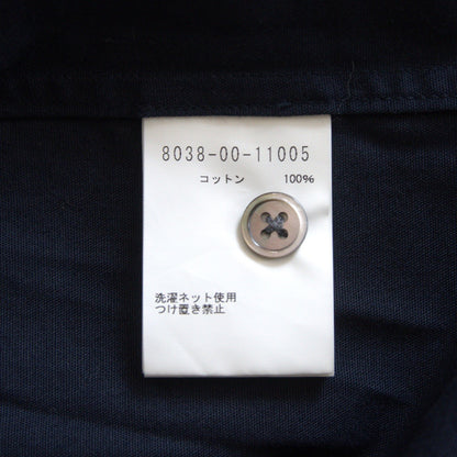 NIGEL CABOURN Cotton Twill Open Collar Shirt Navy Size 48