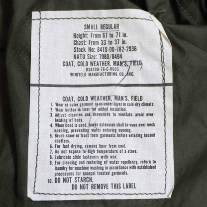 US ARMY 70s M-65 3rd Jacket Deadstock Size SMALL-REGULAR