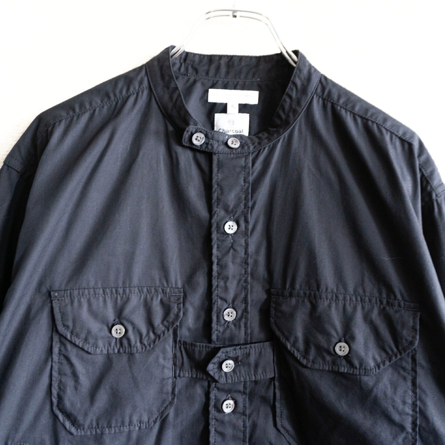 Engineered Garments Black Banded Collar Shirt Size S