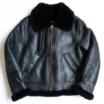AVIREX B-3 Shearling Bomber Jacket Black Size L