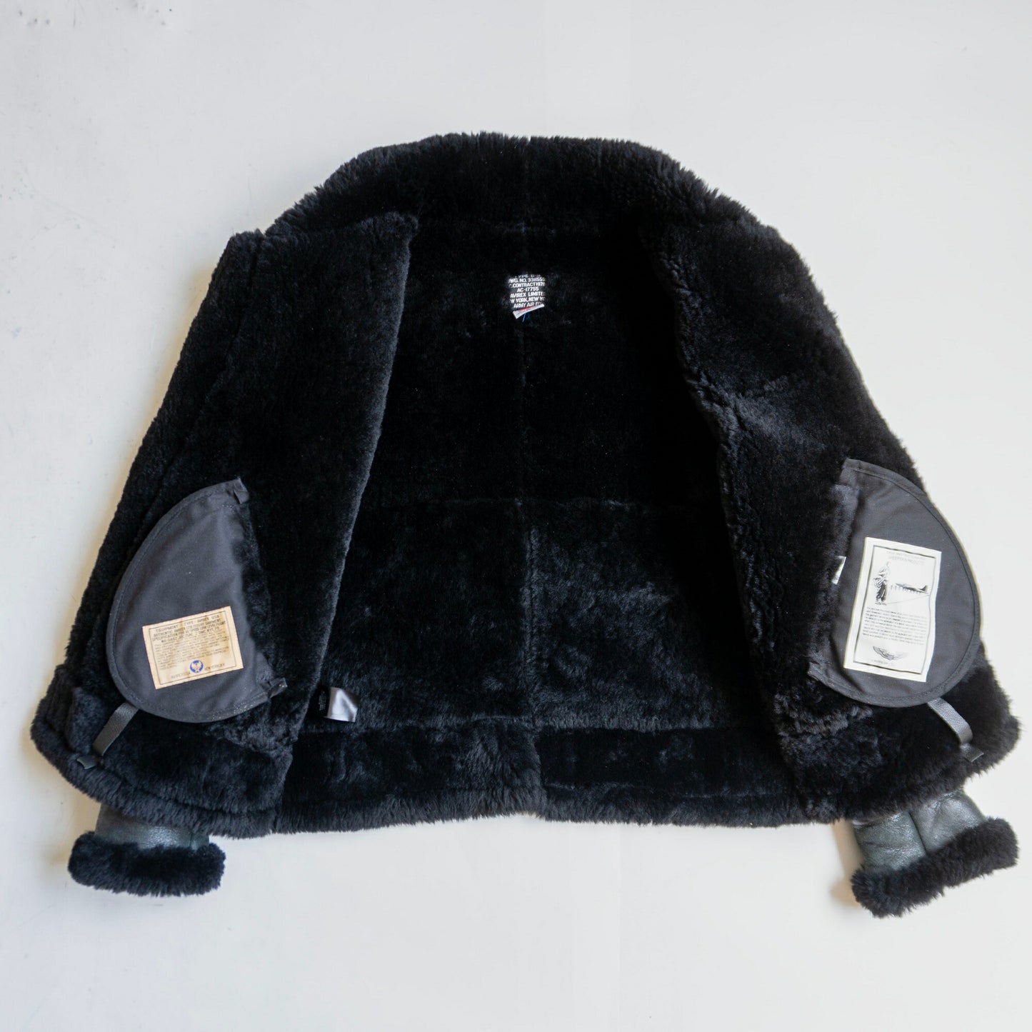 AVIREX B-3 Shearling Bomber Jacket Black Size L
