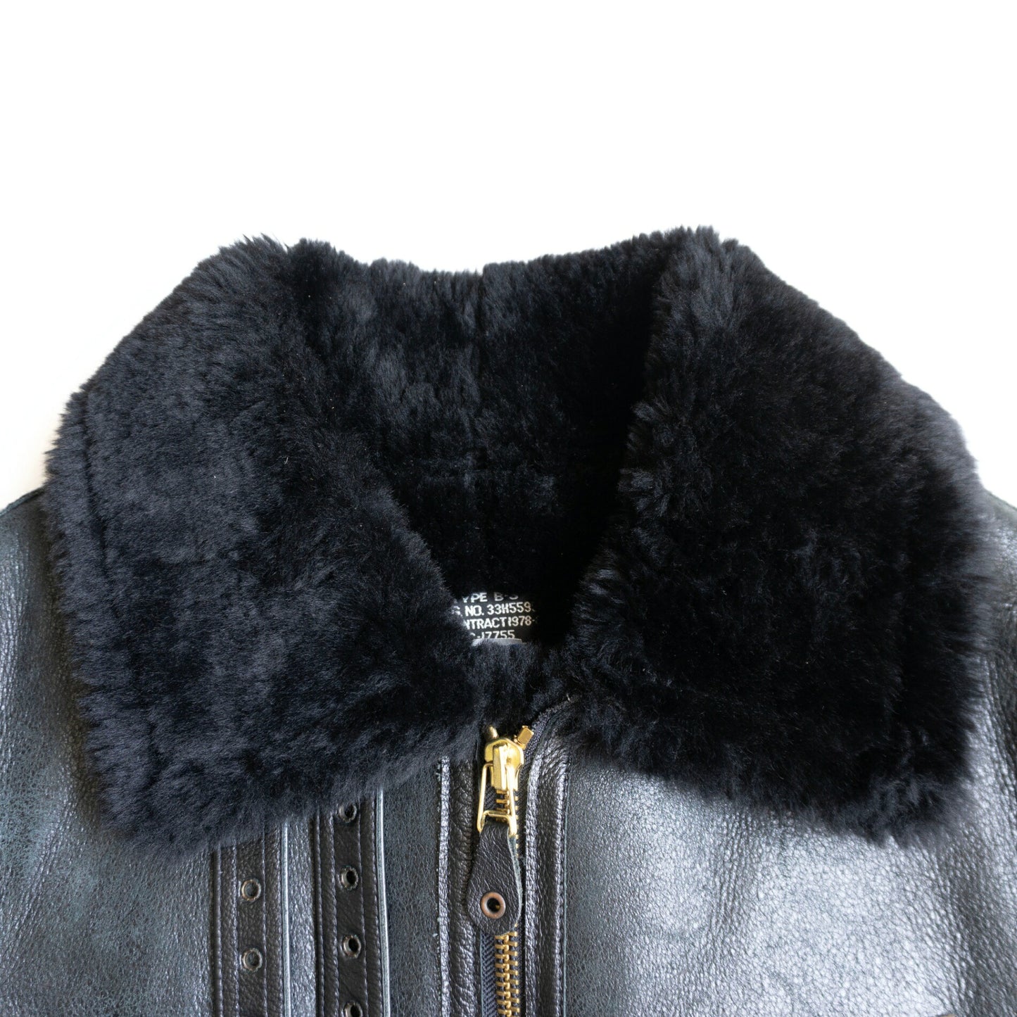 AVIREX B-3 Shearling Bomber Jacket Black Size L