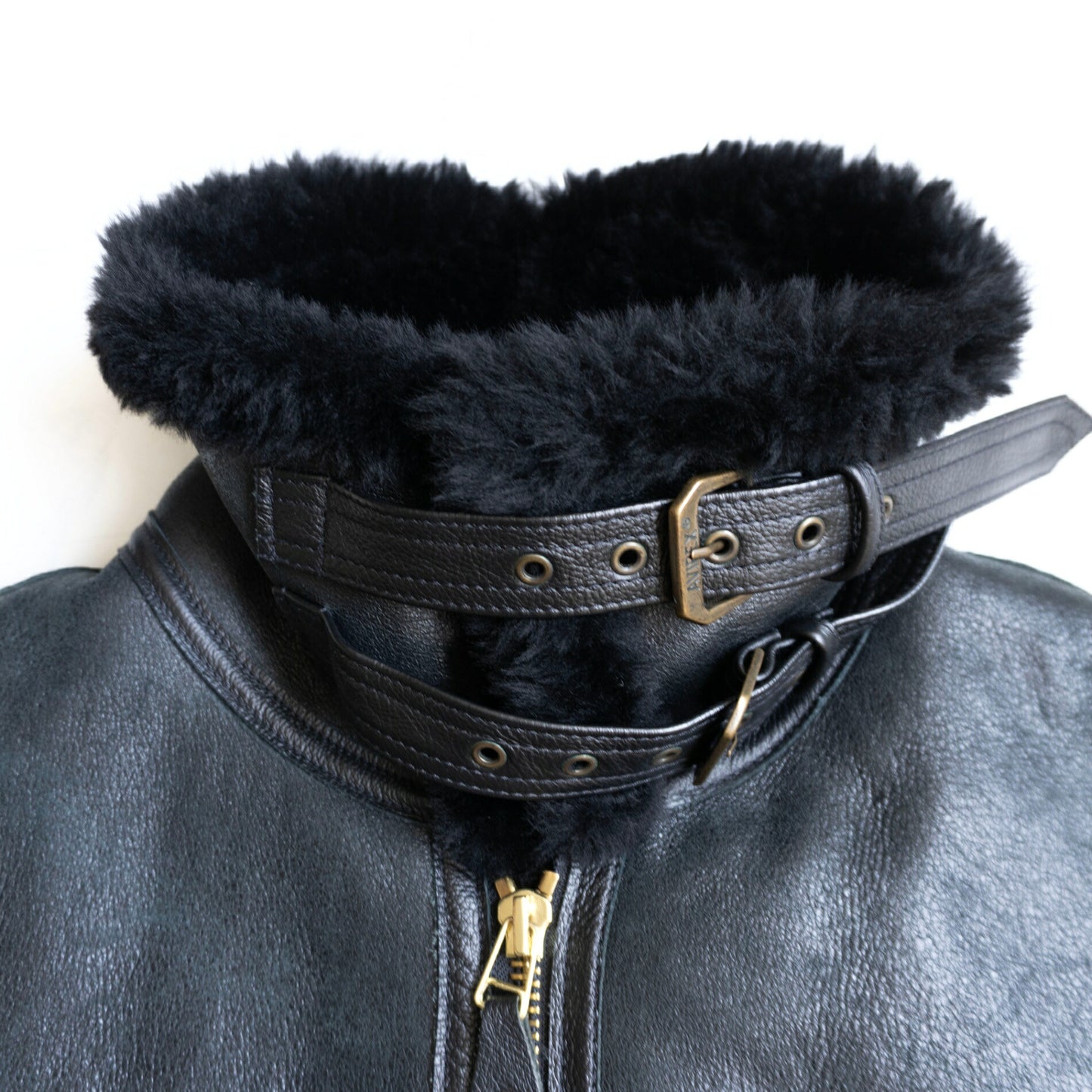 AVIREX B-3 Shearling Bomber Jacket Black Size L