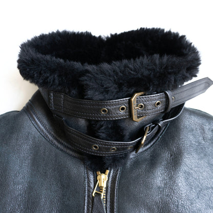 AVIREX B-3 Shearling Bomber Jacket Black Size L