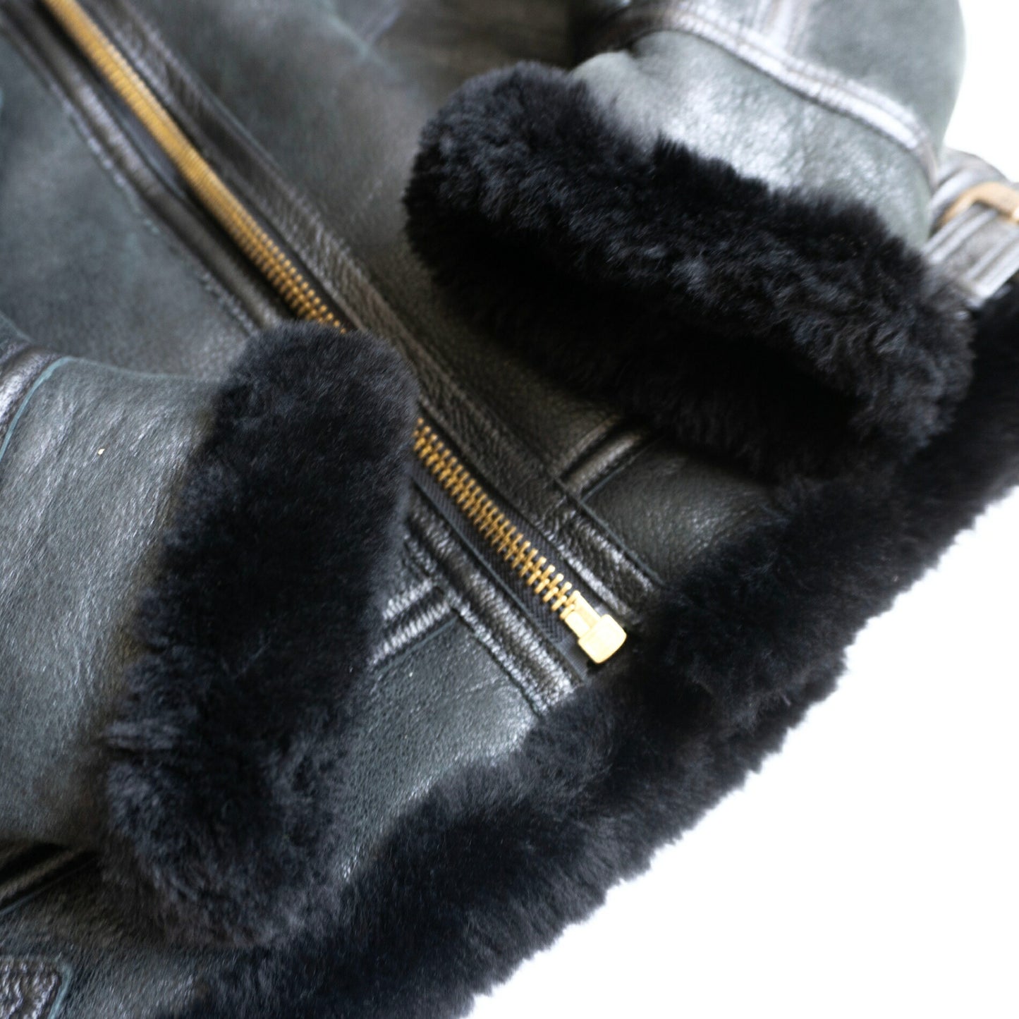 AVIREX B-3 Shearling Bomber Jacket Black Size L