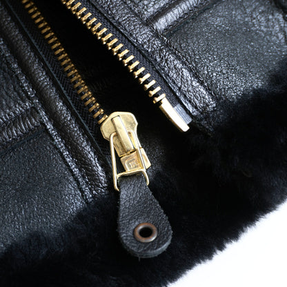 AVIREX B-3 Shearling Bomber Jacket Black Size L