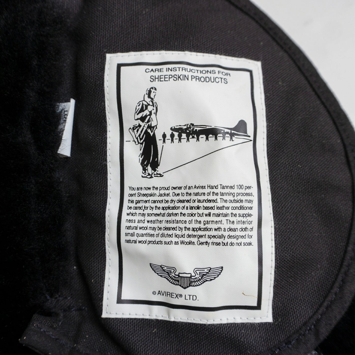 AVIREX B-3 Shearling Bomber Jacket Black Size L
