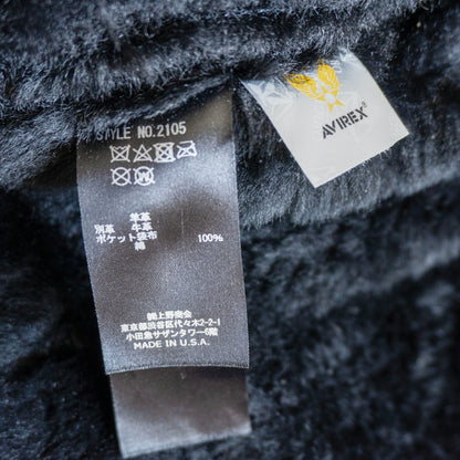AVIREX B-3 Shearling Bomber Jacket Black Size L