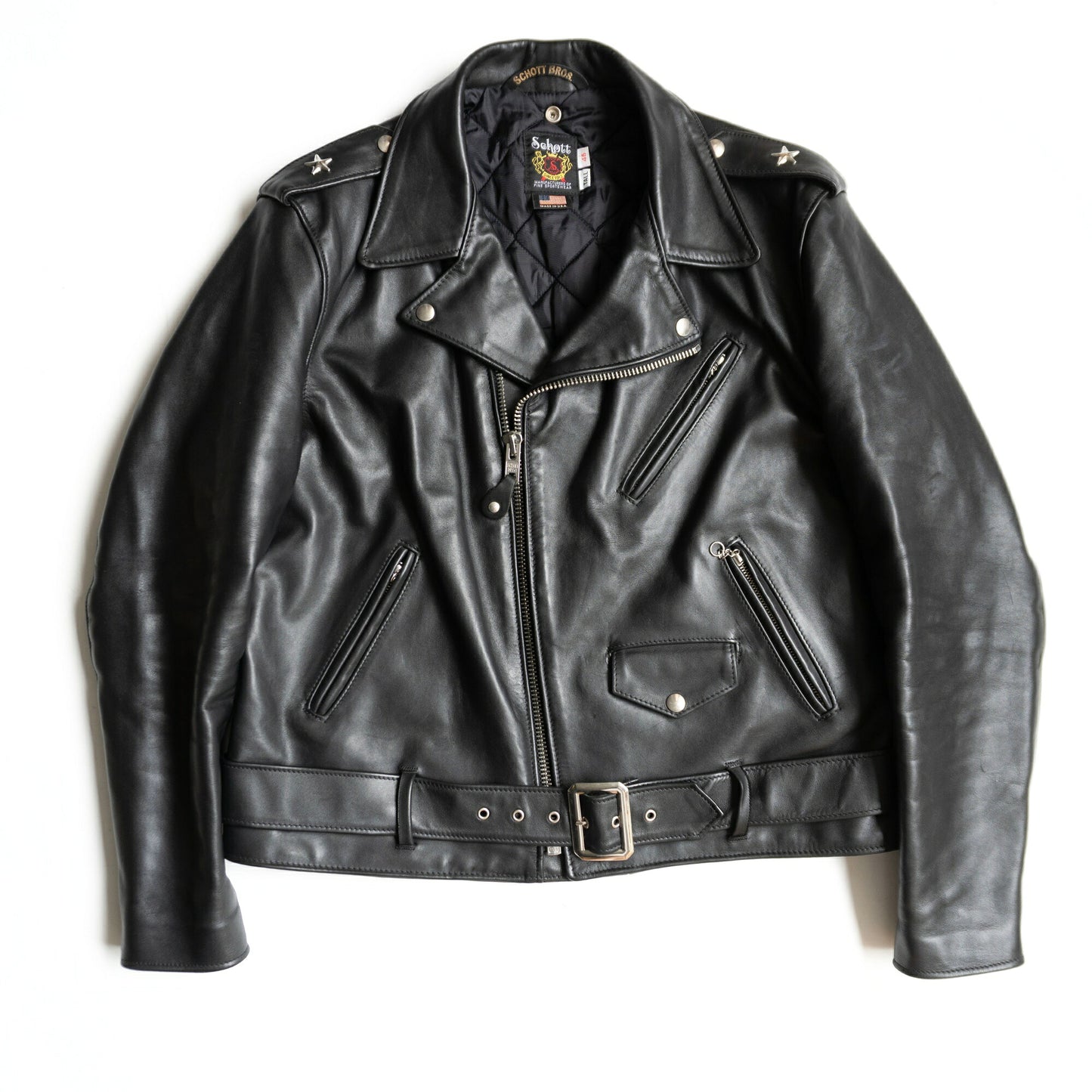 SCHOTT 613UST One Star Double Rider Leather Jacket Size 46