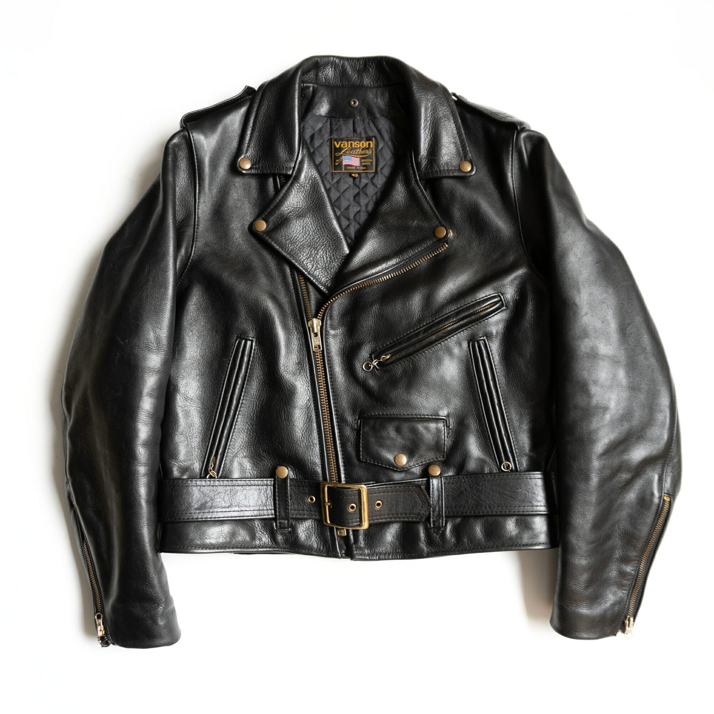 VANSON USA Made C2 Double Rider Leather Jacket Size 42