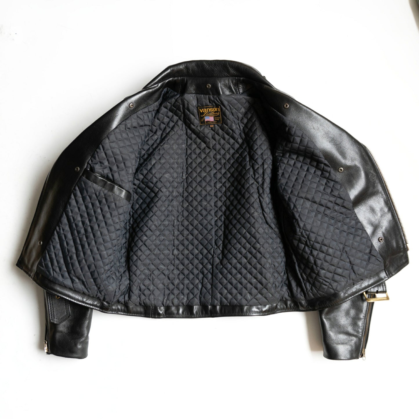 VANSON USA Made C2 Double Rider Leather Jacket Size 42