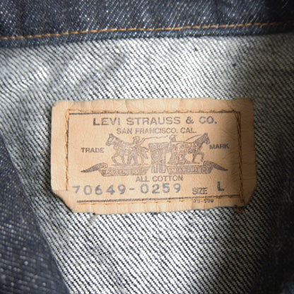 LEVI'S 80s 70649-0259 Pre-dyed Black Denim Jacket Size L
