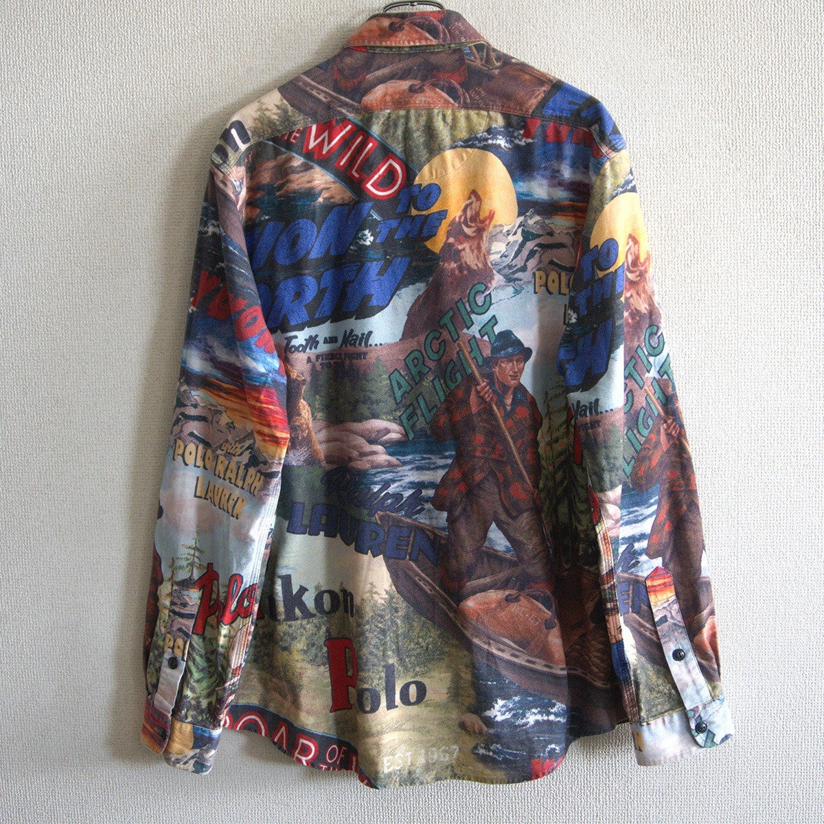 POLO RALPH LAUREN All Over Pattern Work Shirt Size L