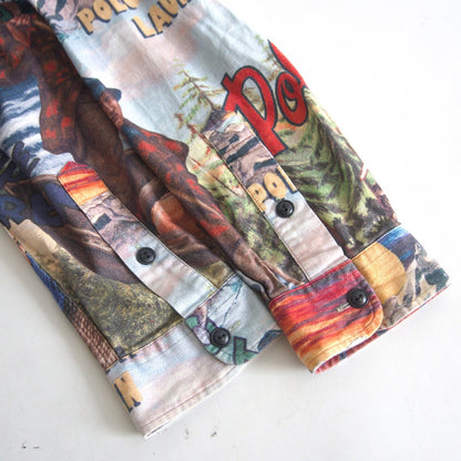 POLO RALPH LAUREN All Over Pattern Work Shirt Size L