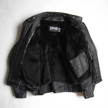 SCHOTT 641 Single Rider Leather Jacket w/ Boa Liner Size 46