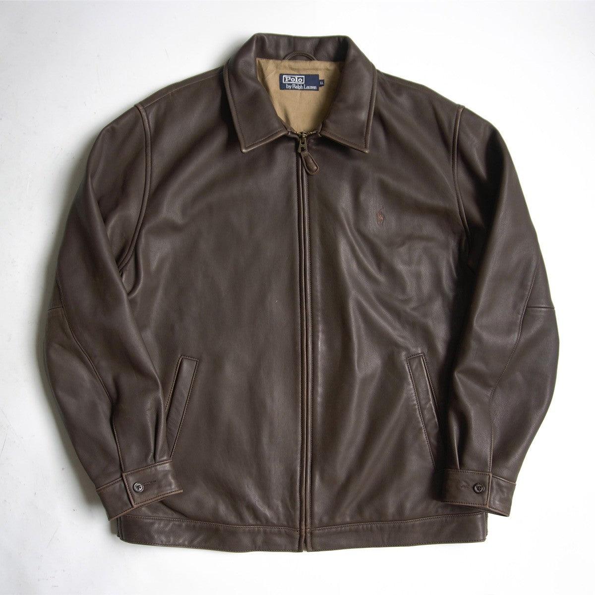 POLO RALPH LAUREN Brown Lamb Leather Swingtop Jacket Size M