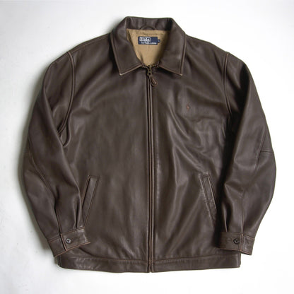 POLO RALPH LAUREN Brown Lamb Leather Swingtop Jacket Size M