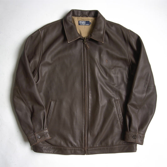 POLO RALPH LAUREN Brown Lamb Leather Swingtop Jacket Size M