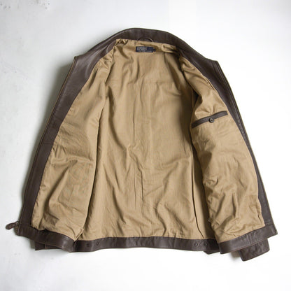 POLO RALPH LAUREN Brown Lamb Leather Swingtop Jacket Size M