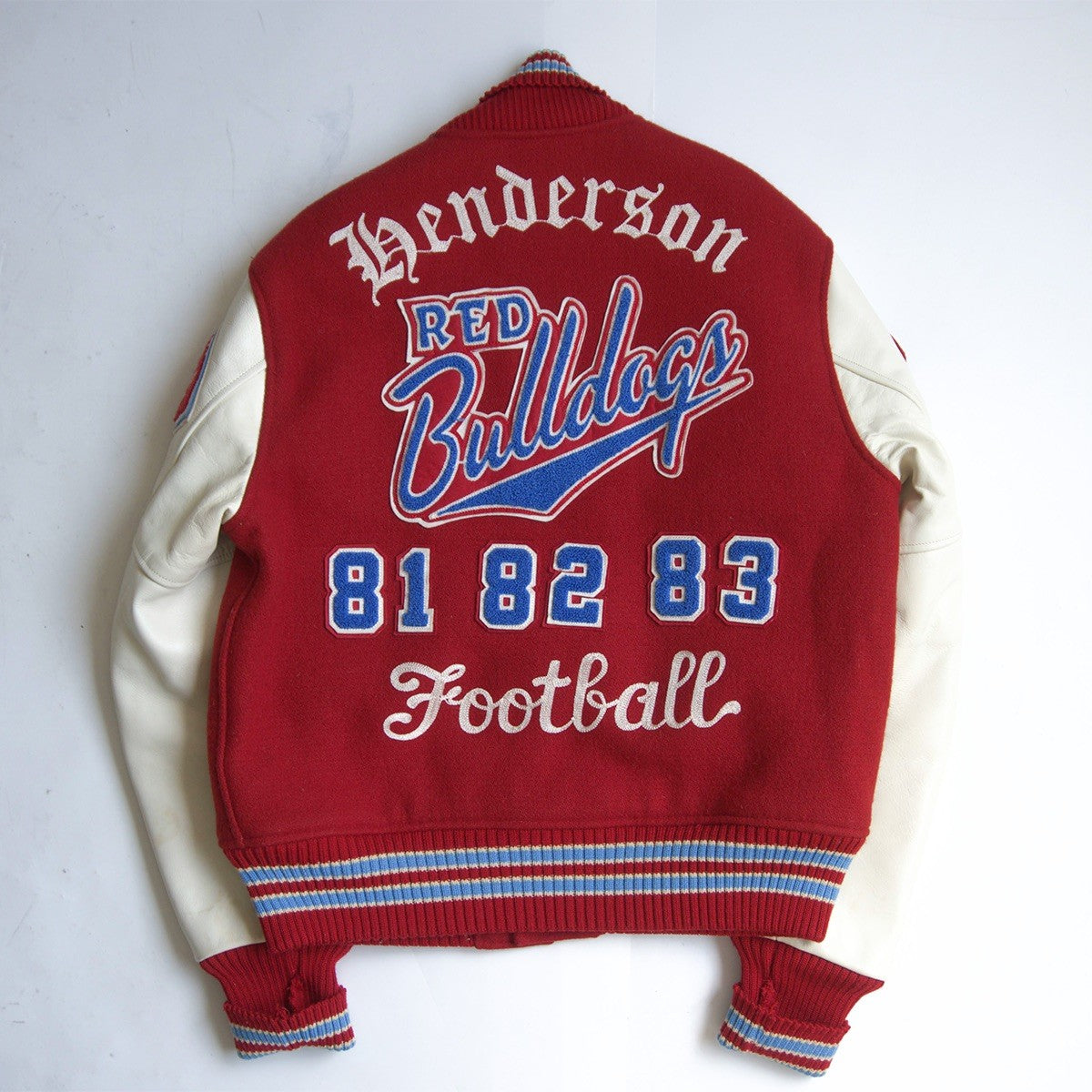 WHITESVILLE Full-Deco Leather Sleeve Varsity Jacket Size 38