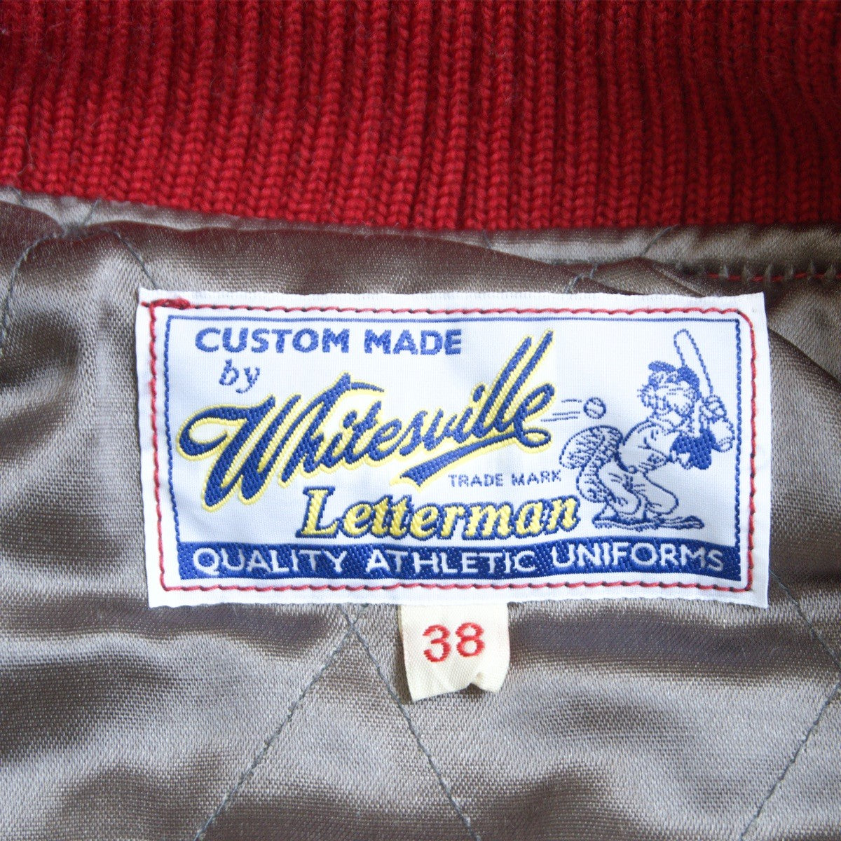 WHITESVILLE Full-Deco Leather Sleeve Varsity Jacket Size 38