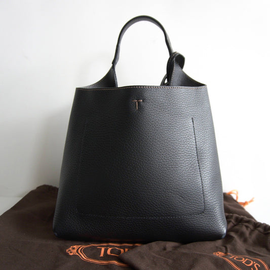 TOD'S T Timeless 2-Way Leather Mini Bag Black Size ONE SIZE