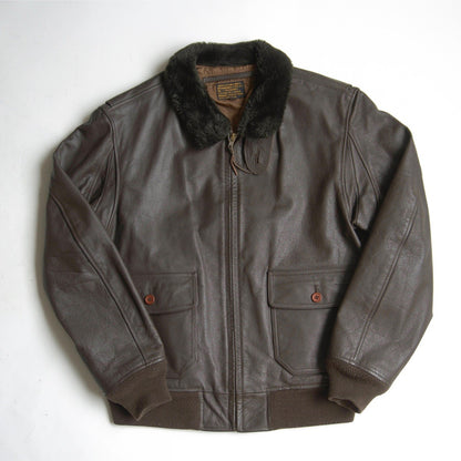 MORGAN PRODUCTIONS G-1 Leather Flight Dark Brown Jacket Size 42