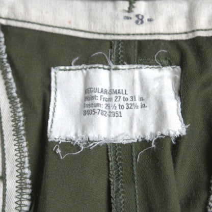 US ARMY 60s M-65 Aluminum Zip Cargo Pants Size SMALL-REGULAR