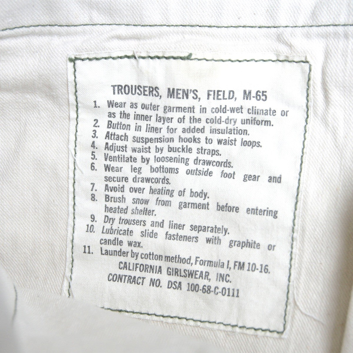 US ARMY 60s M-65 Aluminum Zip Cargo Pants Size SMALL-REGULAR