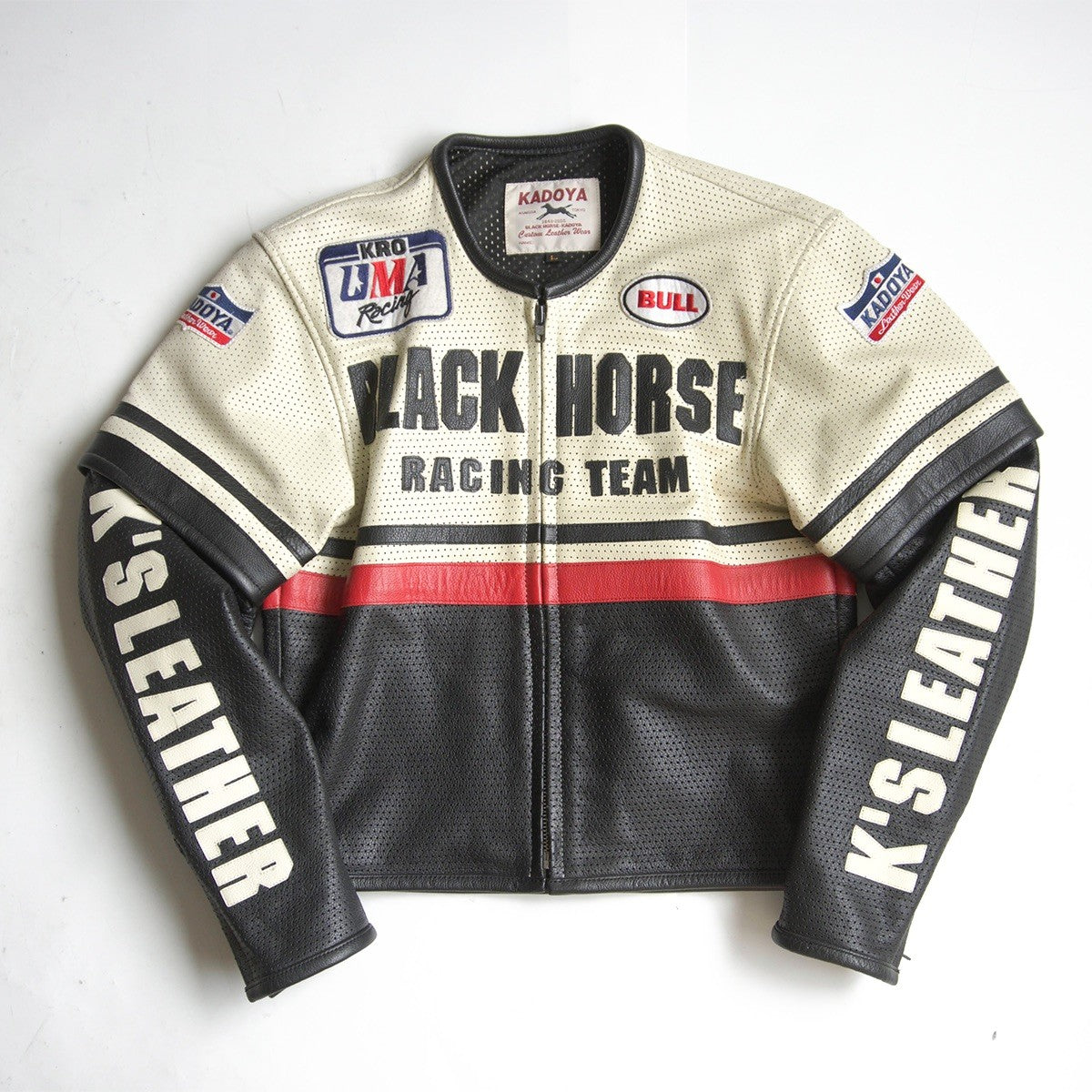 KADOYA BLACK HORSE Perforated Leather Jacket Size L
