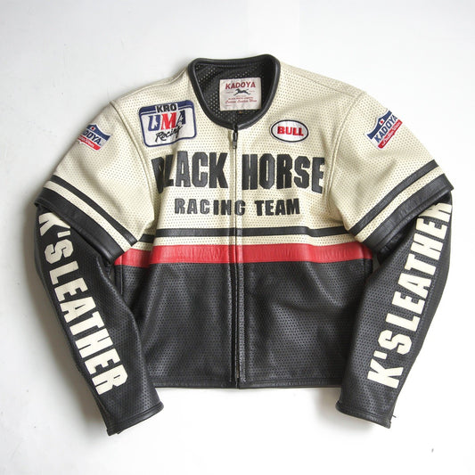 KADOYA BLACK HORSE Perforated Leather Jacket Size L