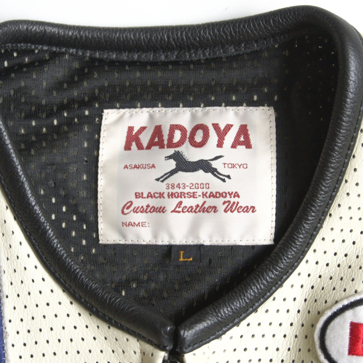 KADOYA BLACK HORSE Perforated Leather Jacket Size L