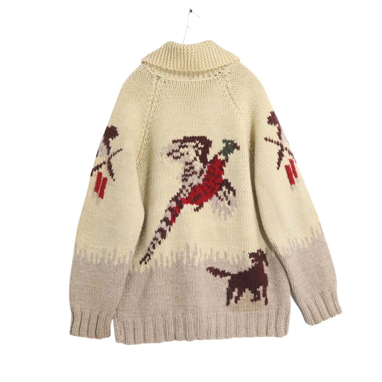 Vintage 60s 70s Wool Cowichan Hunting Sweater Beige Size M