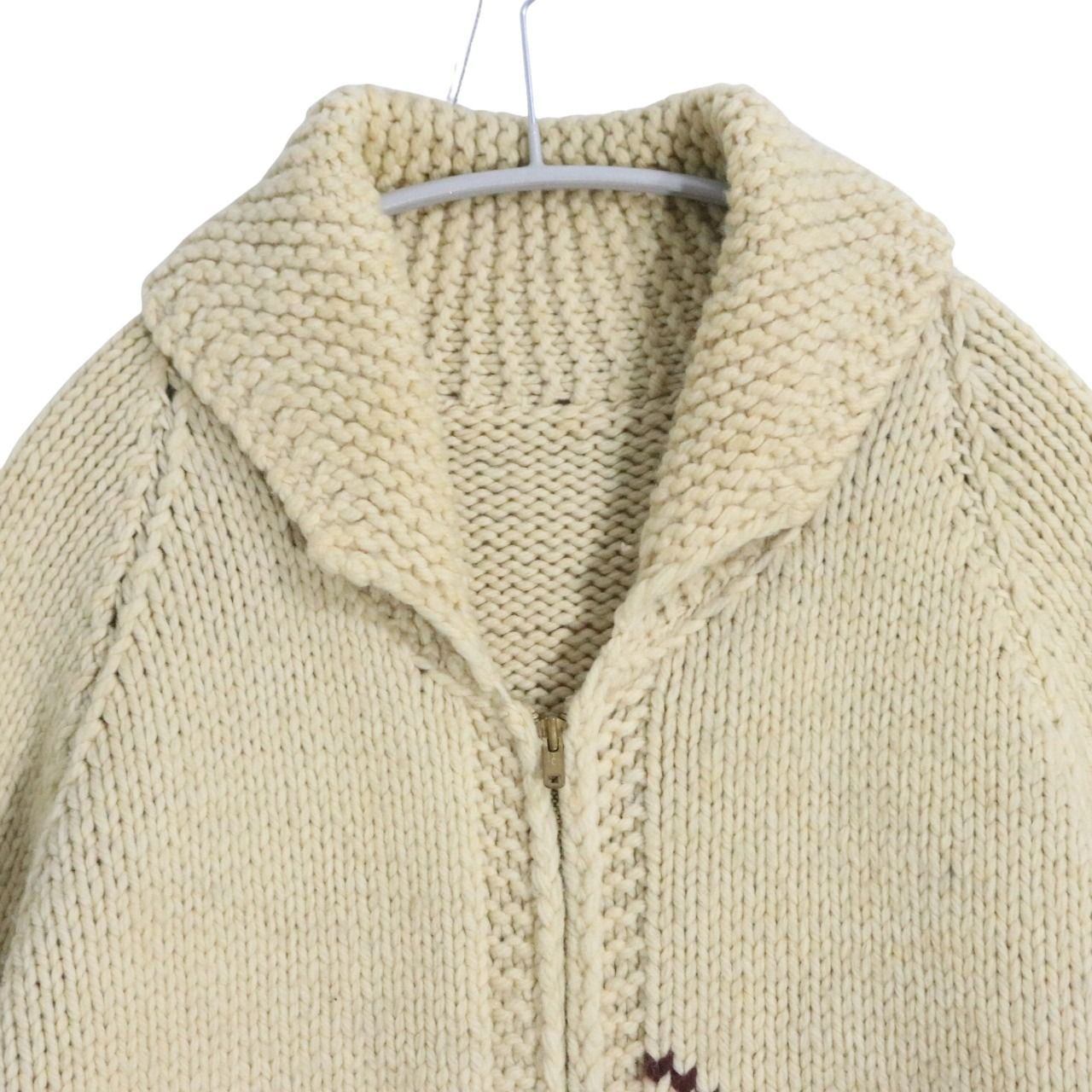Vintage 60s 70s Wool Cowichan Hunting Sweater Beige Size M