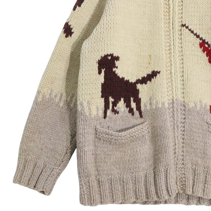Vintage 60s 70s Wool Cowichan Hunting Sweater Beige Size M