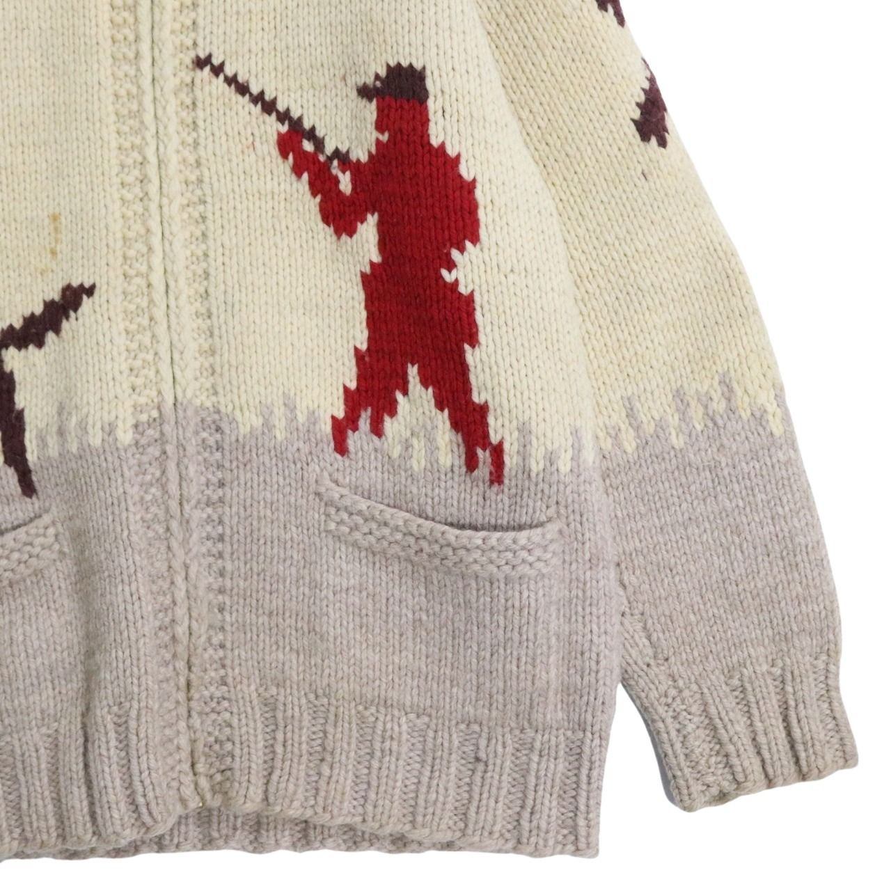 Vintage 60s 70s Wool Cowichan Hunting Sweater Beige Size M
