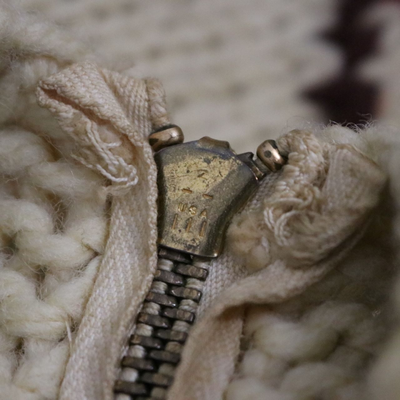 Vintage 60s 70s Wool Cowichan Hunting Sweater Beige Size M
