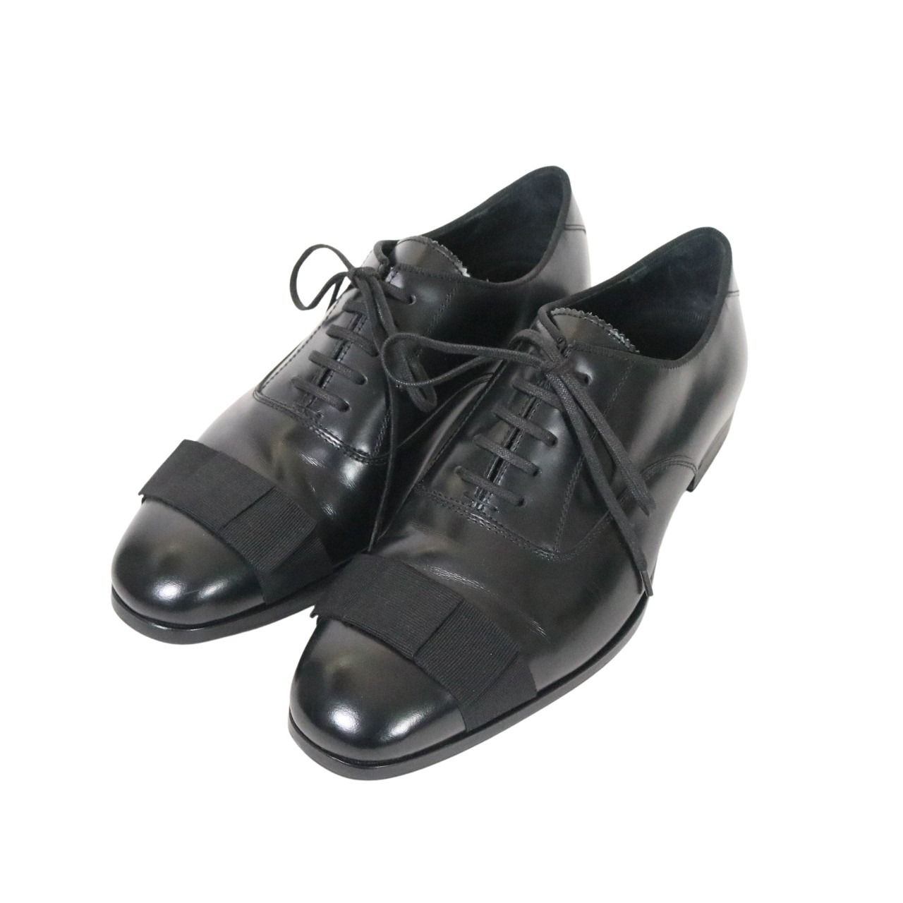 JIMMY CHOO Falcon Grosgrain Ribbon Oxfords Black Size 26.0cm