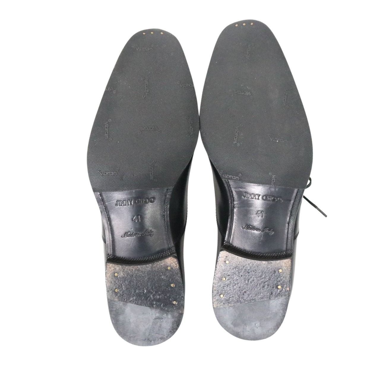 JIMMY CHOO Falcon Grosgrain Ribbon Oxfords Black Size 26.0cm