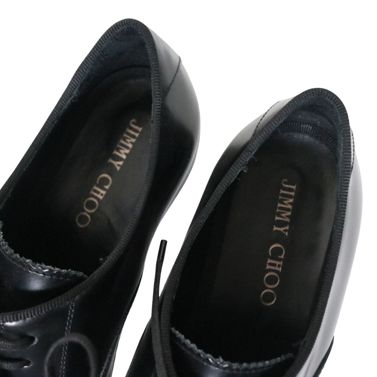 JIMMY CHOO Falcon Grosgrain Ribbon Oxfords Black Size 26.0cm