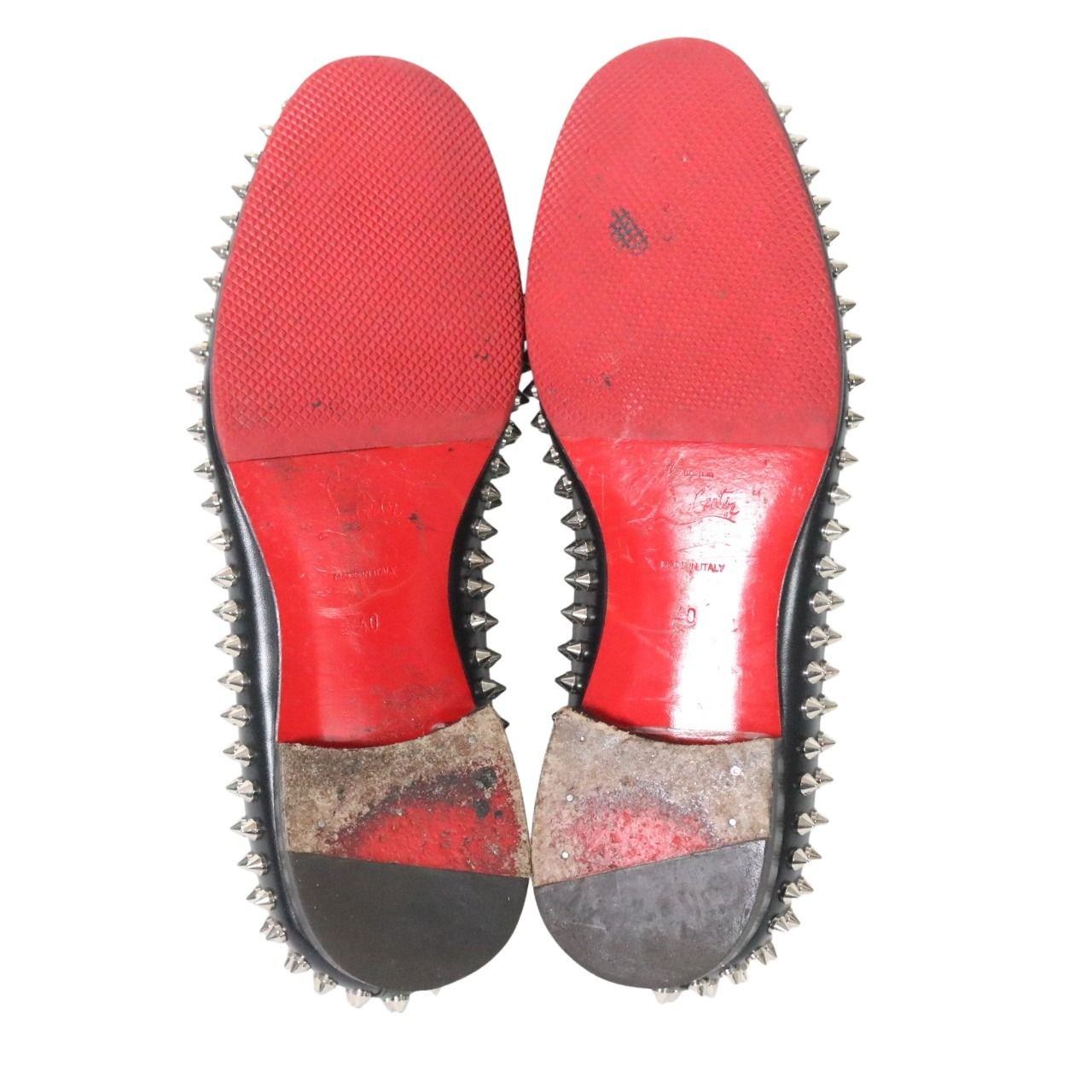 Christian Louboutin Mattia Spikes Loafers Black Size 25.0cm