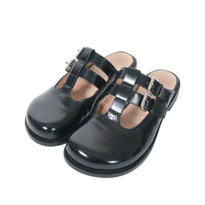 LOEWE Campo Mary Jane Polished Mule Black Sandals Size 25.5cm