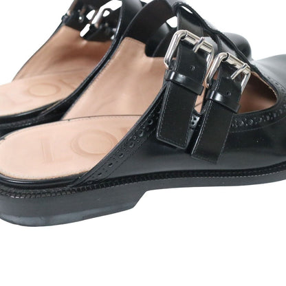 LOEWE Campo Mary Jane Polished Mule Black Sandals Size 25.5cm