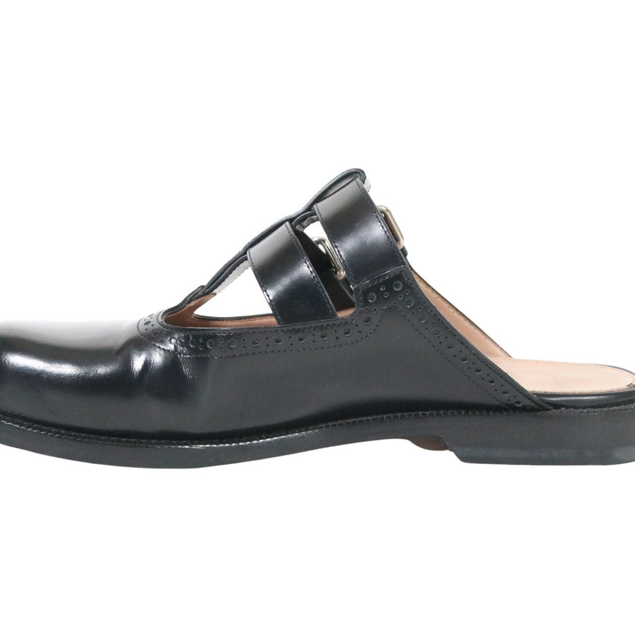LOEWE Campo Mary Jane Polished Mule Black Sandals Size 25.5cm